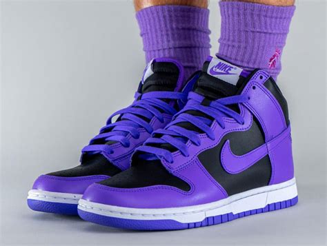 nike dunks purple high|Nike purple and white dunks.